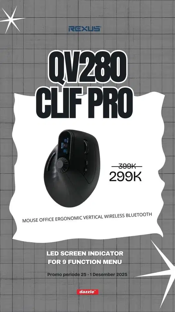 Rexus clif pro QV280 mouse vertikal