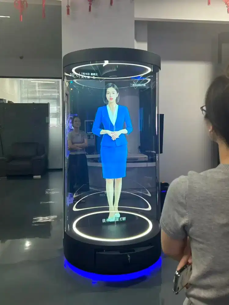 AI digital interactive human holographic cabin