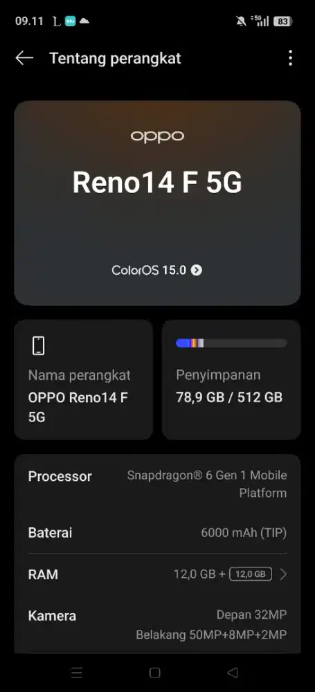 Dijual Oppo Reno 14 F 5G, Ram 12 - 512