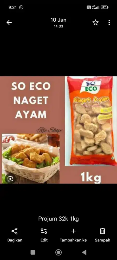 Jual nugget merk so eco uk 1 kg dan 1/2 kg