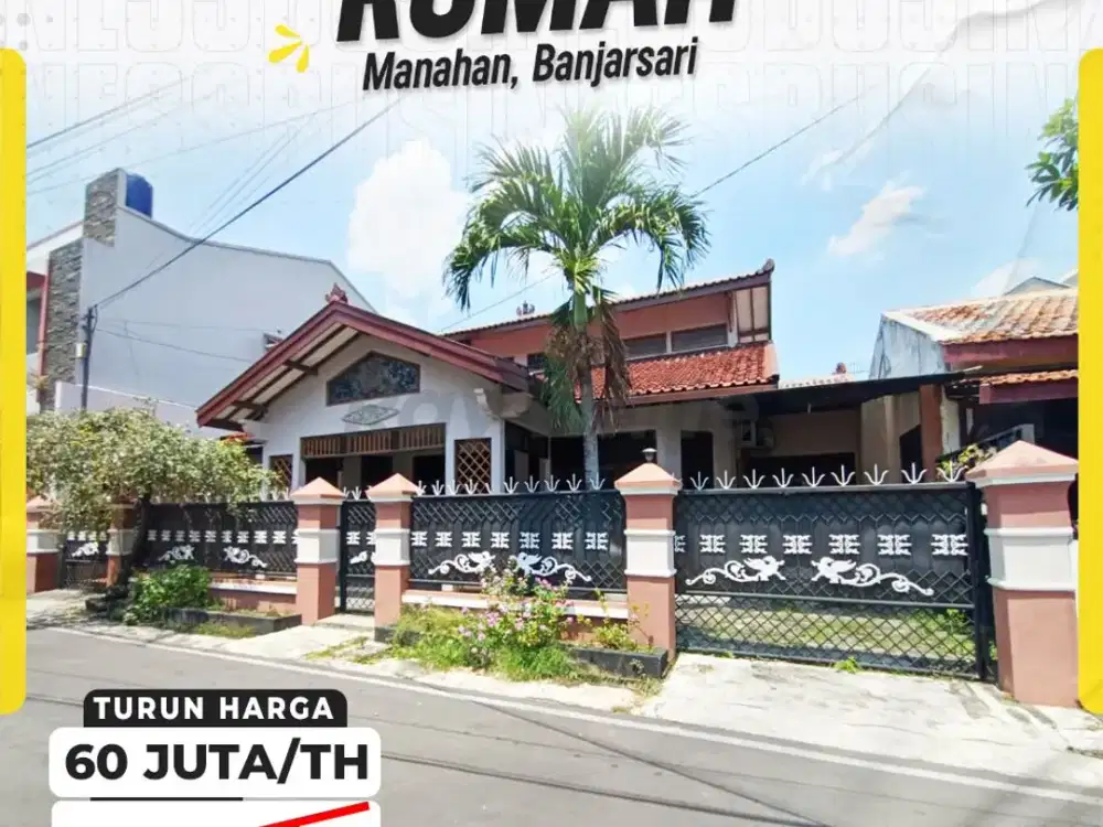 Disewakan Rumah di Manahan Solo 3 kamar Lingkungan Elit