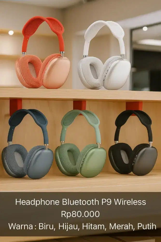 Headphone Bluetooth P9 Wireless Headset Earphone Handsfree Nirkabel