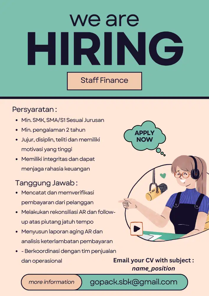 Lowongan Kerja Staff Finance & Accounting