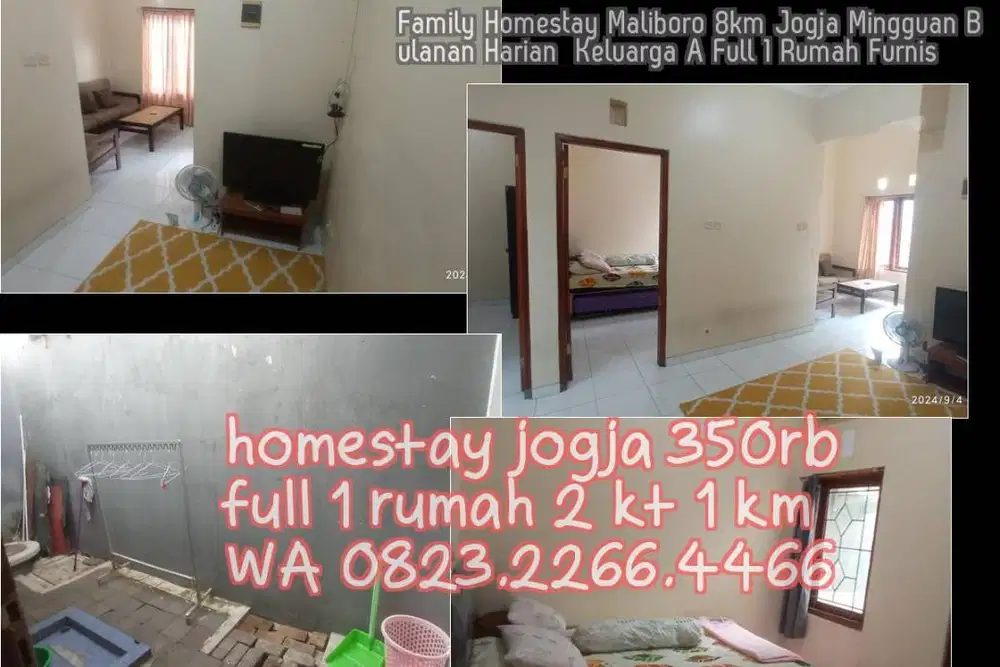 Family Homestay Maliboro 8km Jogja Mingguan Bulanan Harian  Keluarga A