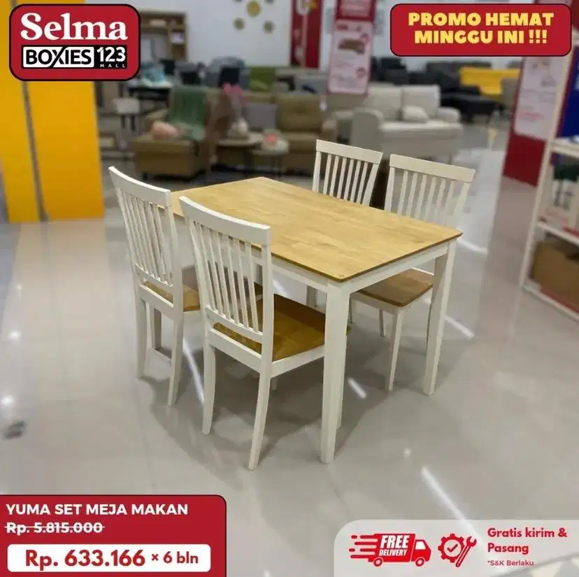 Meja makan kayu minimalis
