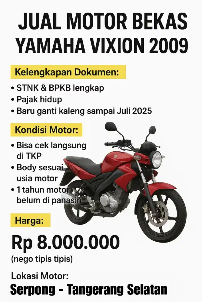 MOTOR VIXION MERAH 2009