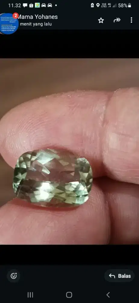 Jual batu permata hijau natural prasiolite berat 9.77 crt