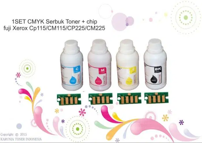 1SET CMYK Serbuk Toner + chip fuji Xerox Cp115/CM115/CP Berkualitas