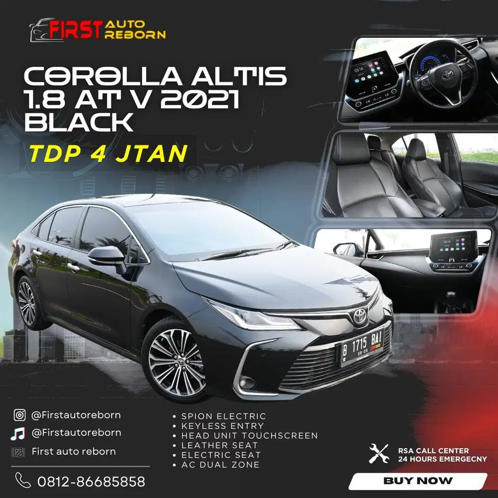 (TDP4jt) Corolla Altis 1.8 V at 2021 Black