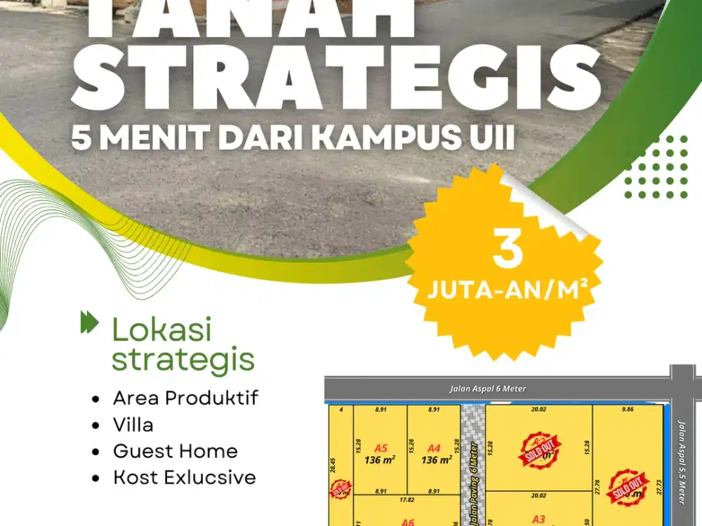 Tanah Jogja Utara Dekat Kampus UII, View Merapi, 400 Jutaan