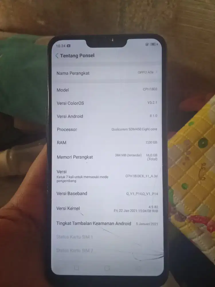 HP OPPO A3S warna ungu