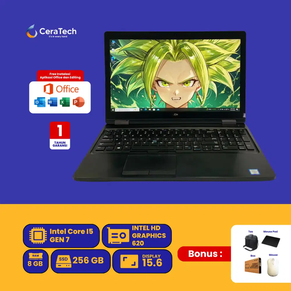 LAPTOP DELL LATITUDE 5580 INTEL CORE I5 GEN 7 RAM 8 GB SSD 256 GB