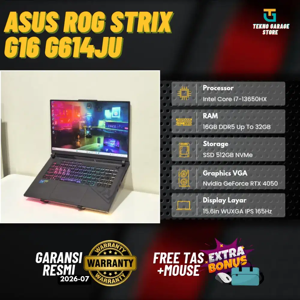 ASUS ROG STRIX G16 G614JU CORE I7-13650HX RAM 16/512GB NVIDIA RTX 4050