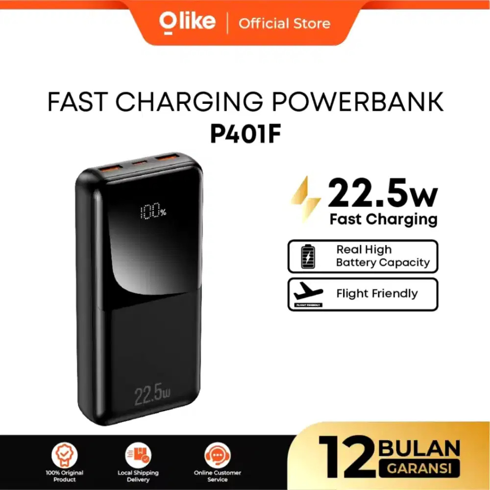 OLIKE Powerbank P401F 20000mAh Output Up To 22.5W + LED Safety Flight