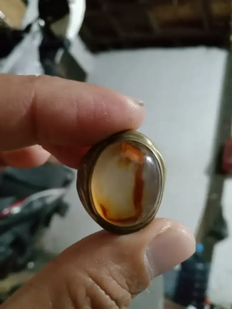 Jual batu unik huruf J ring kuningan murahhhh