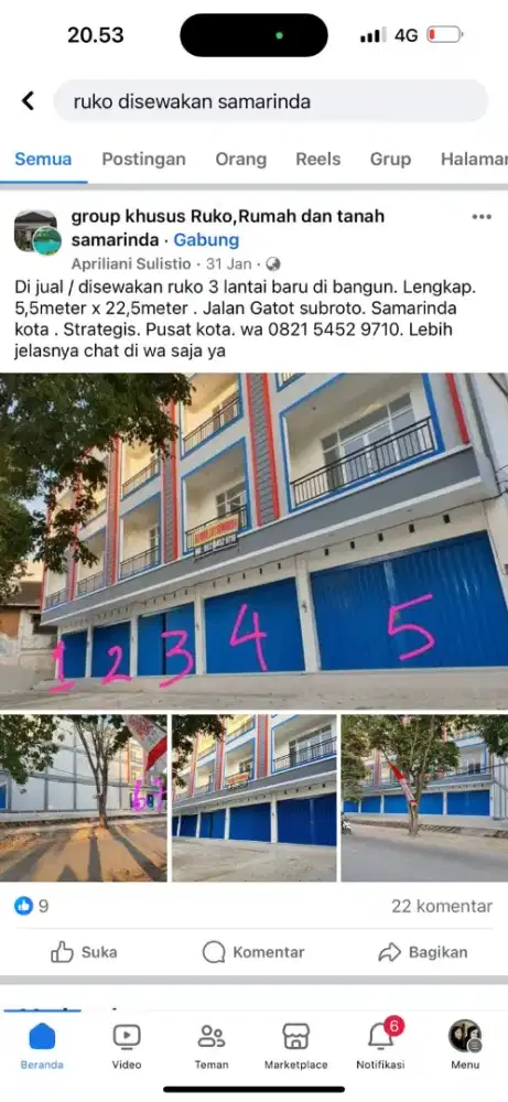 Dijual/ Disewakan Ruko 3 lantai. Lokasi sangat strategis. Pusat kota