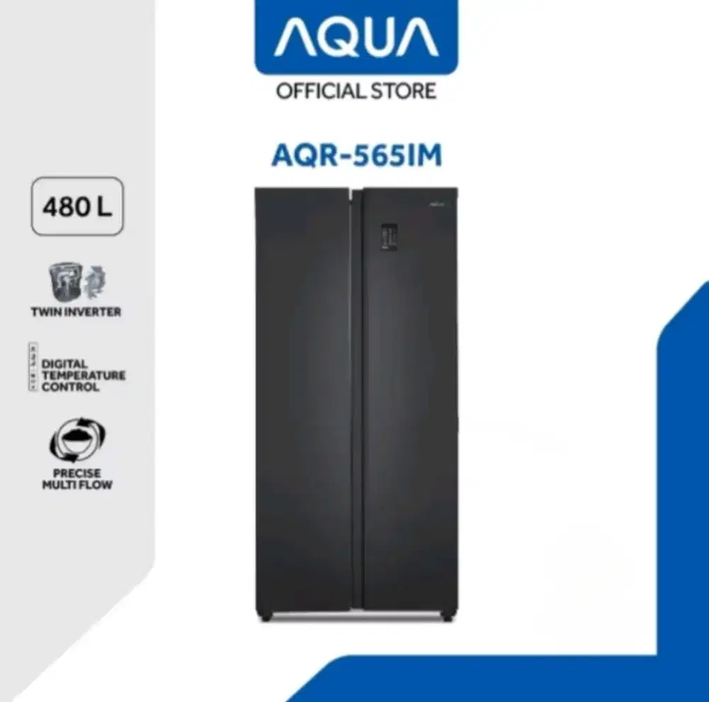 KULKAS 2 PINTU AQUA SIDE BY SIDE INVERTER AQR-565IM