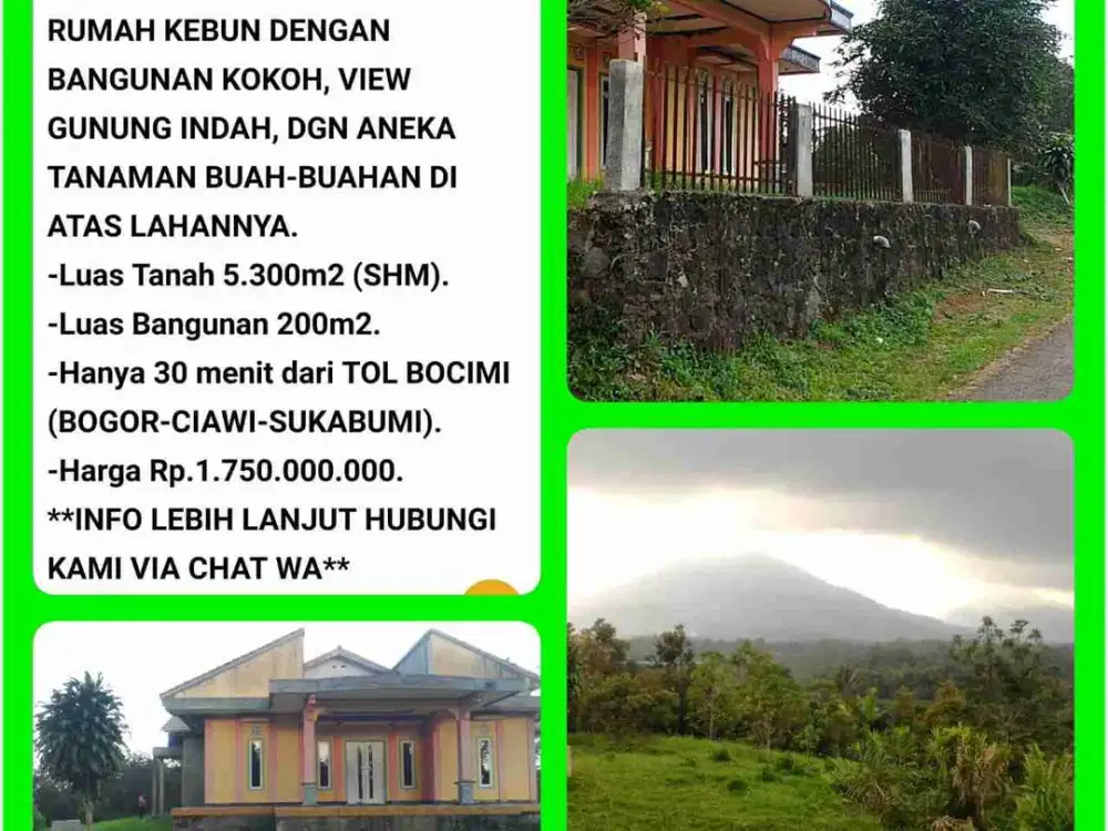 Villa Kebun view gunung indah Tanaman buah berlimpah 40 menit dr tol Parungkuda-Sukabumi. 01