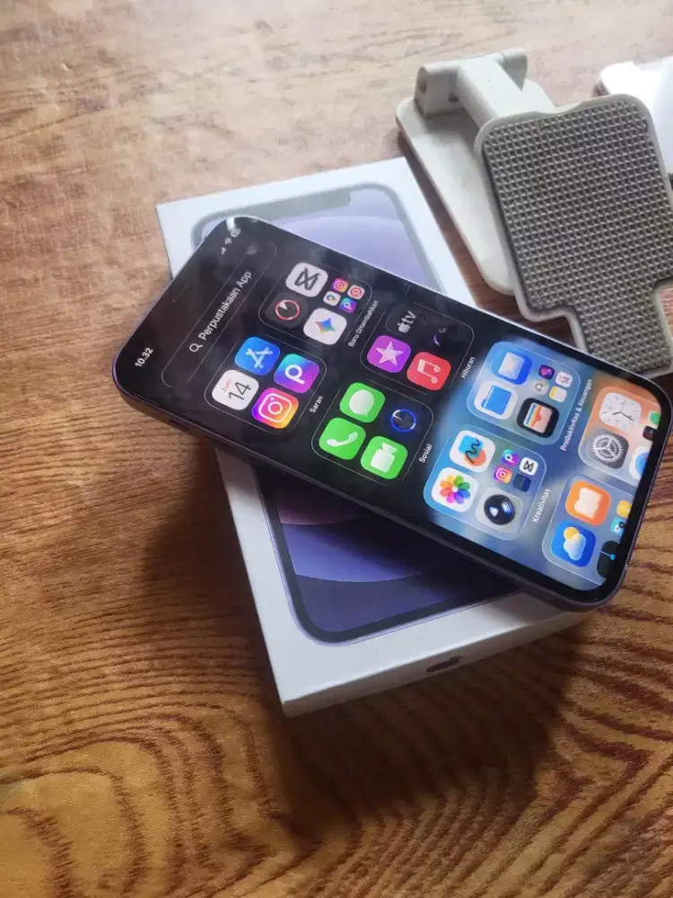 Iphone 12 128gb purple inter fullset mulus no minus all operator