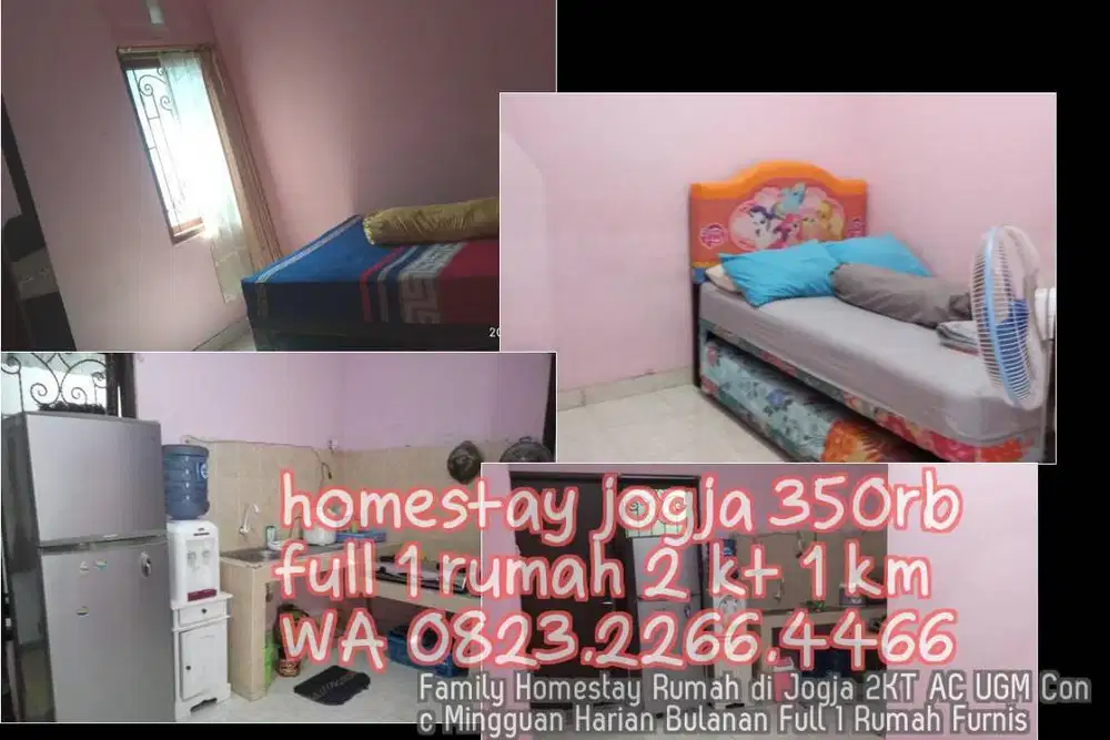 Family Homestay Rumah di Jogja 2KT AC UGM Conc Mingguan Harian Bulanan