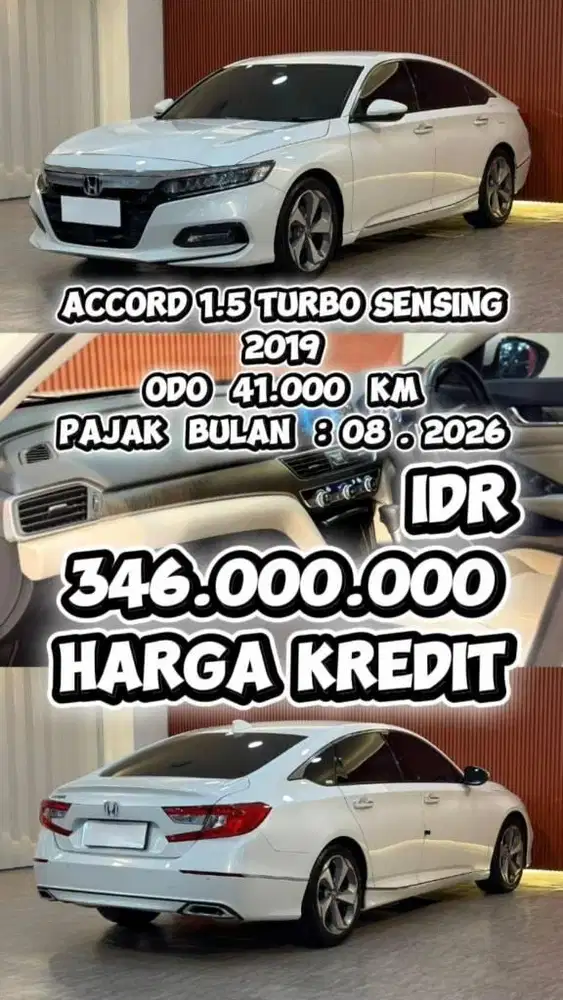 [ KM 41.000 ] HONDA ACCORD 1.5 TURBO SENSING 2019 AT BERGARANSI
