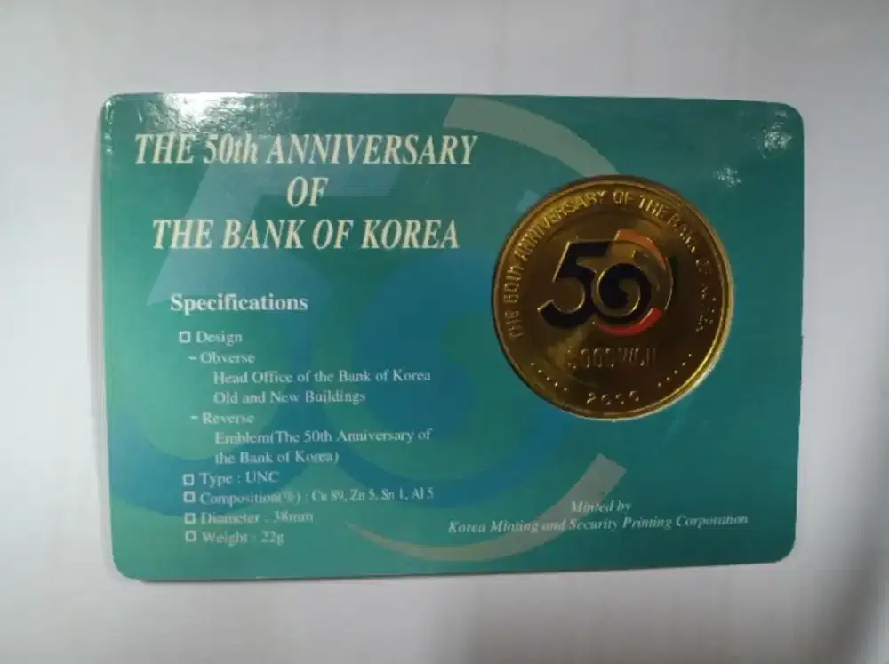 Anniversary 50th Bank of Korea 5000 won