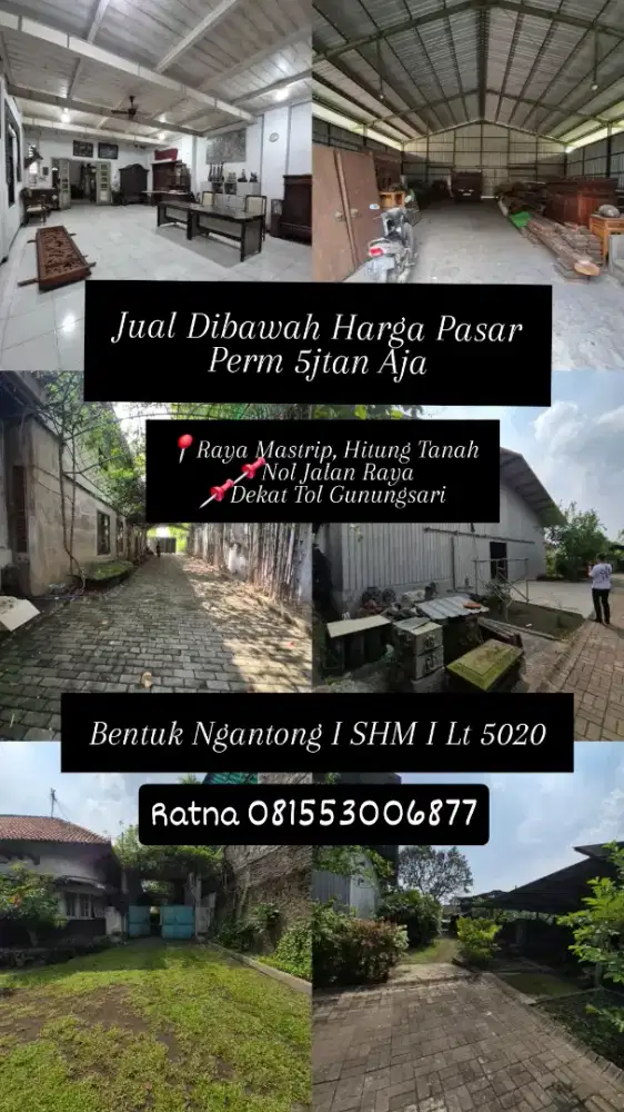 Dijual Hitung Tanah Raya Mastrip Bogangin Nol Jalan Raya