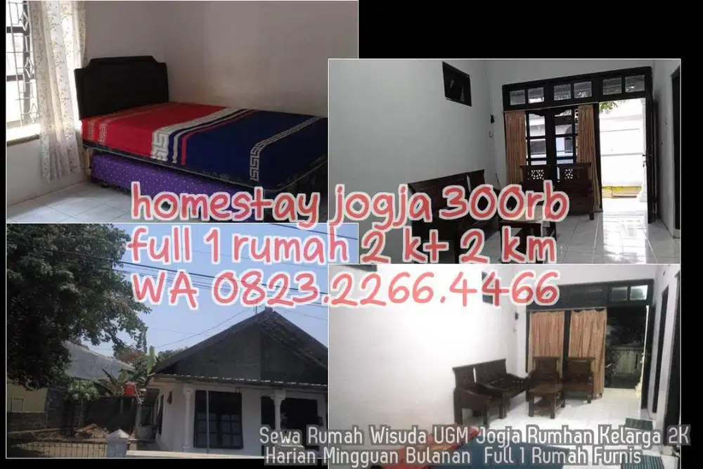 Sewa Rumah Wisuda UGM Jogja Rumhan Kelarga 2K Harian Mingguan Bulanan