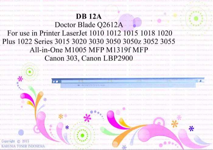 Doctor Blade 12A Q2612A for use in Lj 1010 1020 CANON30 Berkualitas
