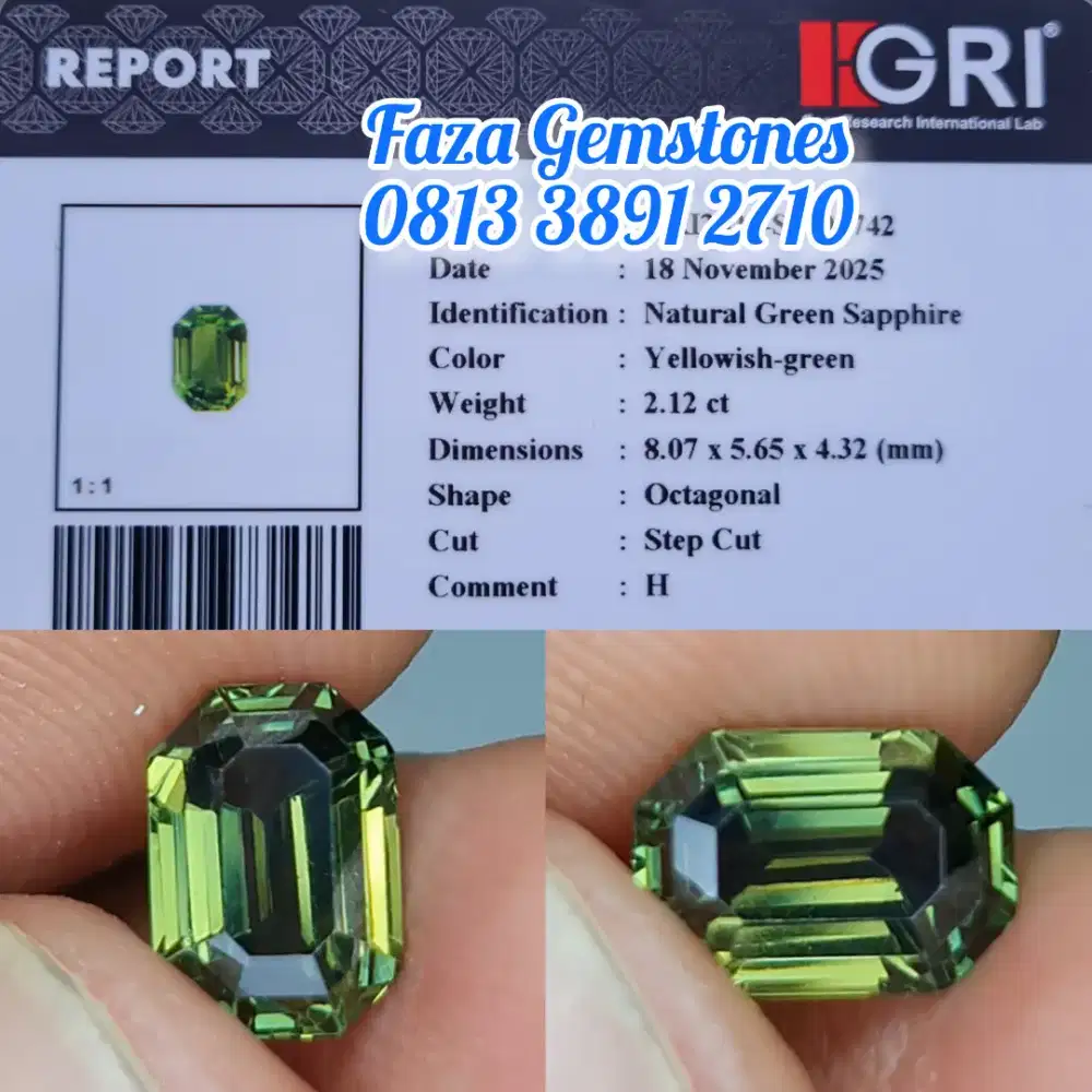 Jewelry Quality Natural Green Sapphire Clean 99,99%, harga terjangkau