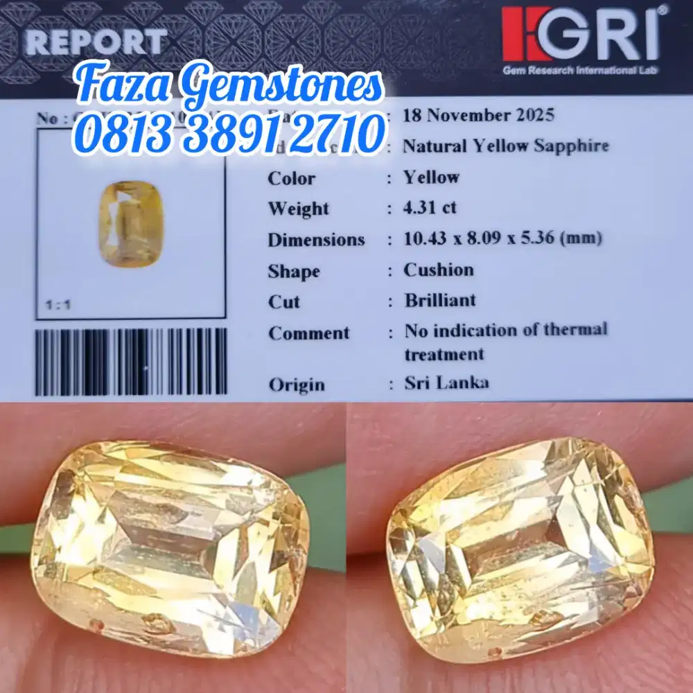 HQ No Heated Yellow Sapphire Srilanka, Very glass, Shinning