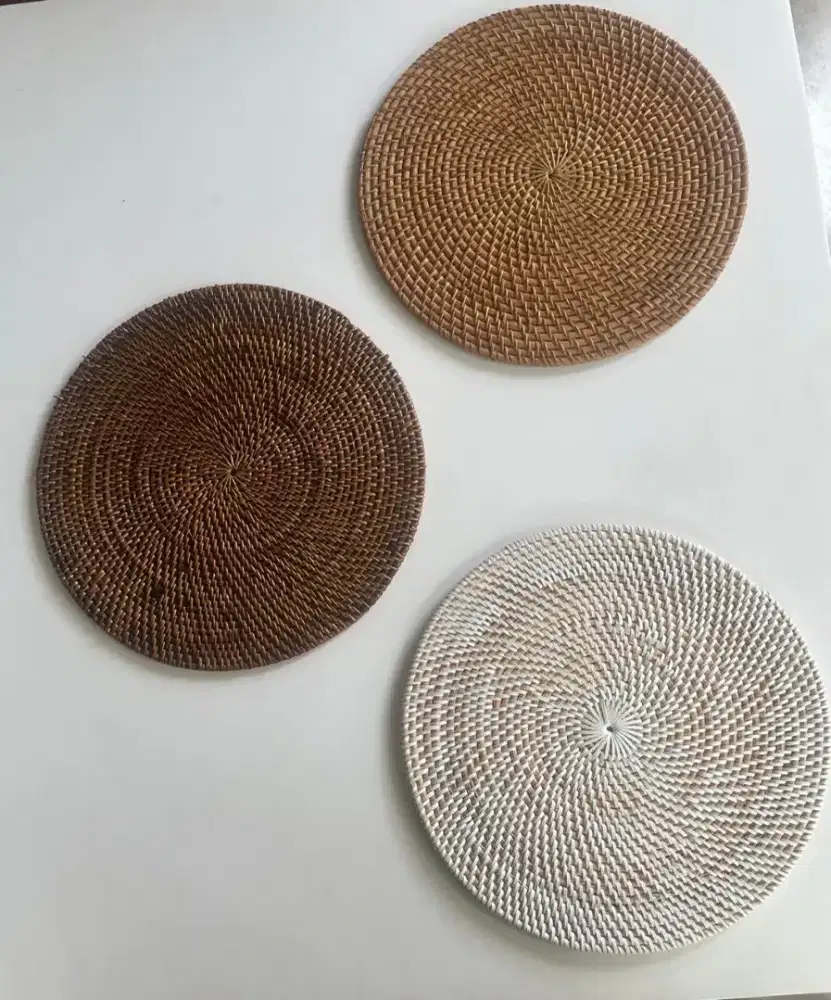 Rattan chargers/placemats tatakan piring rotan handmade kuat