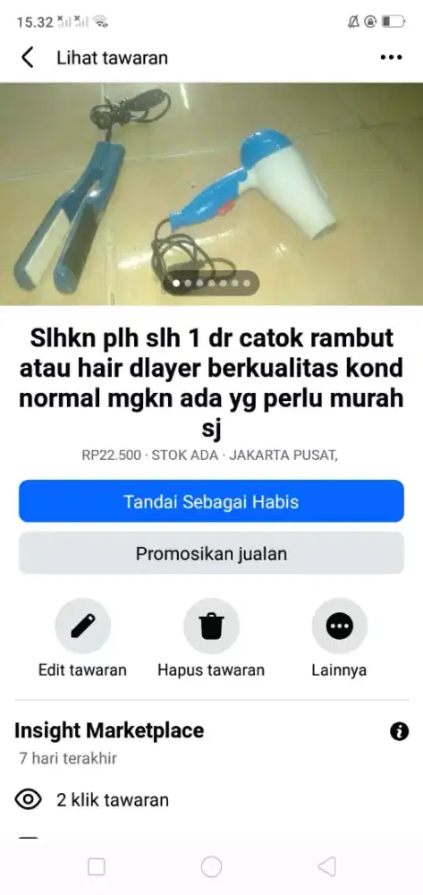 Slhkn lh slh 1 dr catok atau hairdlayer kond normal murah sj cpt