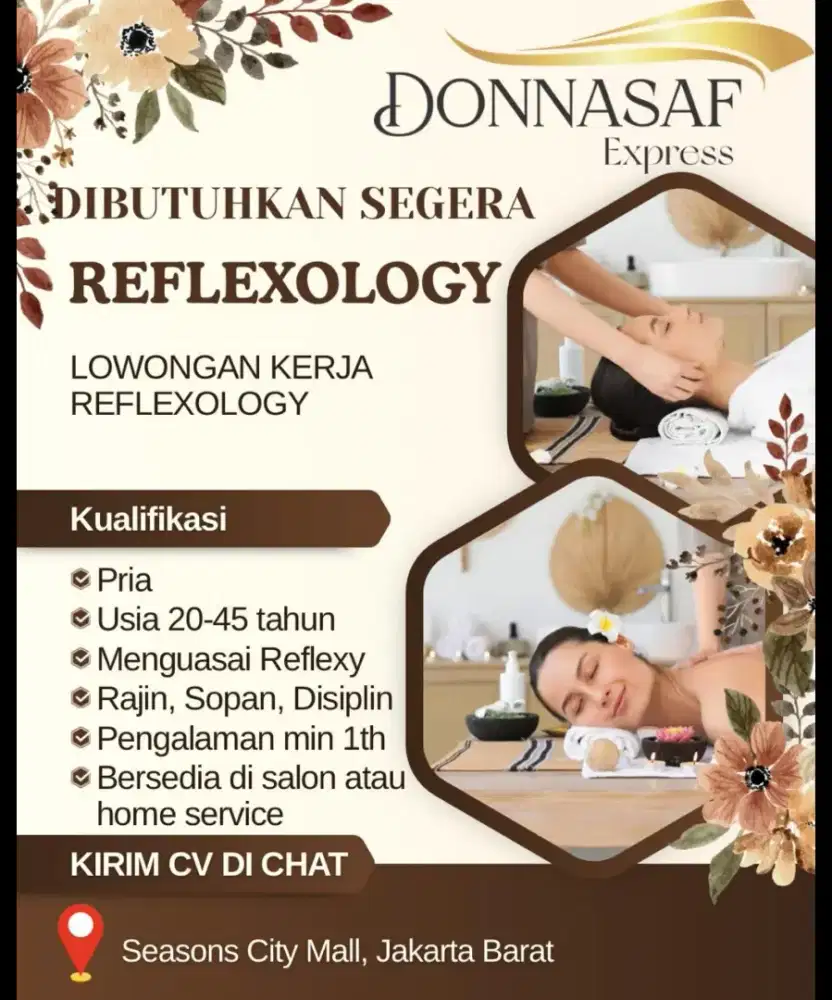Reflexologist  minimum 1 tahun pengalaman
