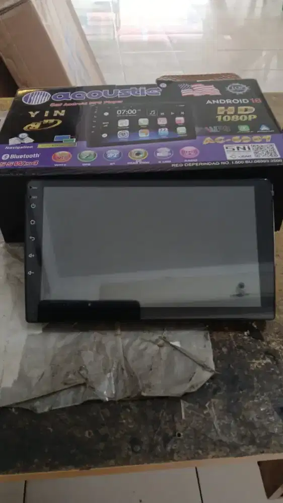 Tv android 9 inci merek acoustic ram 4 per 64,harga unit saja