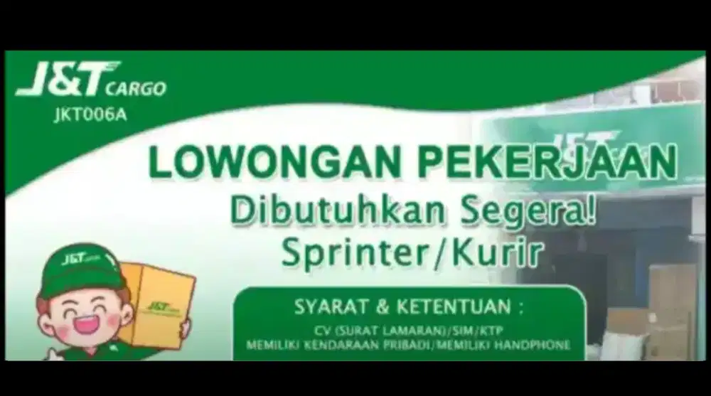 Lowongan sprinter/kurir