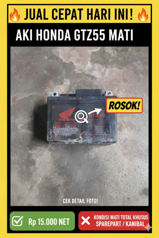 JUAL CEPAT Aki Kering HONDA GTZ5S Mati Rosok