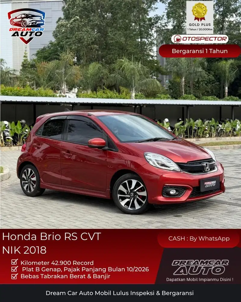 [ KM42Rb ] Honda Brio RS CVT 2018 Merah ( Non Satya  E Agya Ayla Hatch