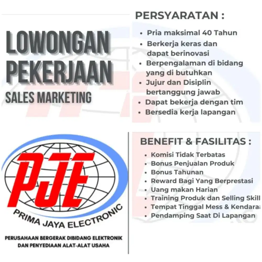 DIBUTUHKAN MARKETING SALESMAN SECEPATNYA