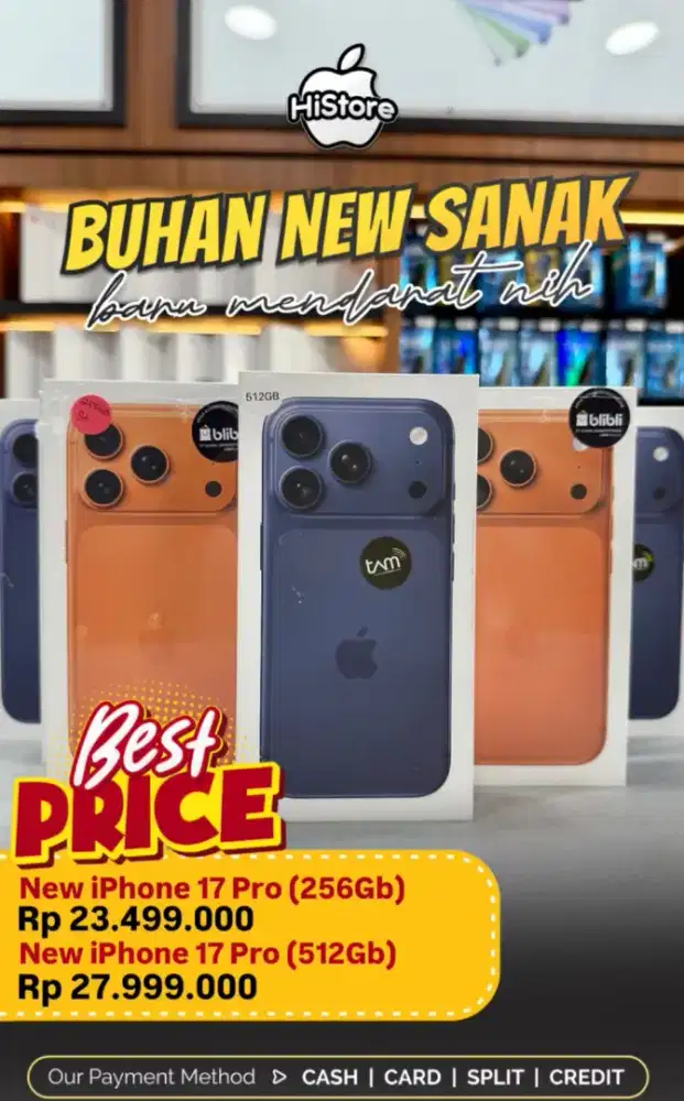 PROMO CICILAN HOME CREDIT
New iPhone 17 Pro baru mendarat.