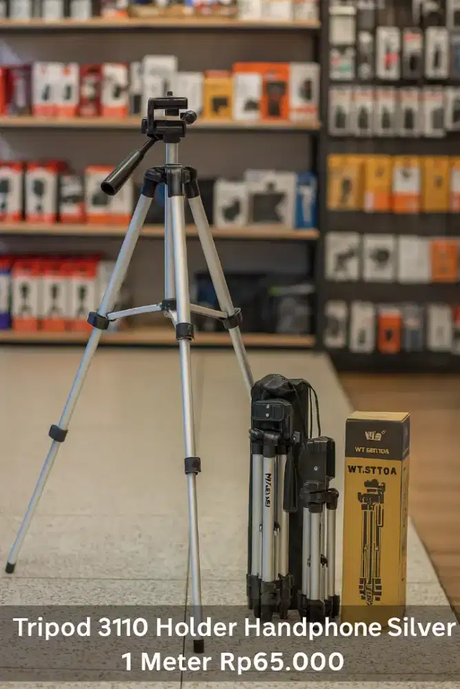 Tripod 3110 Holder Handphone Kaki Stabilizer 1 Meter Silver