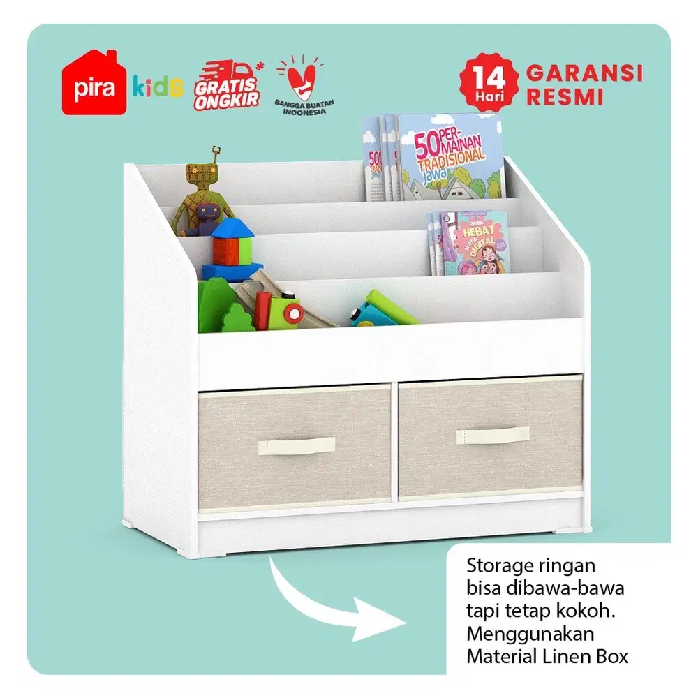 Rak buku anak montessori pira