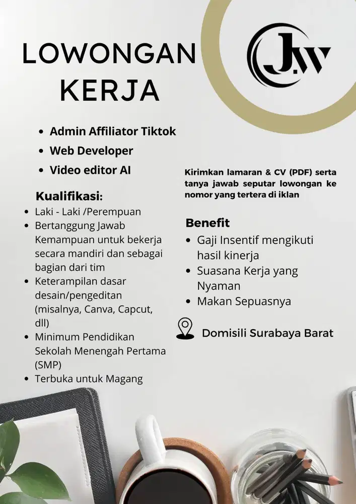 LOWONGAN KERJA ADMIN ONLINE | WEB DEVELOPER | KONTEN KREATOR