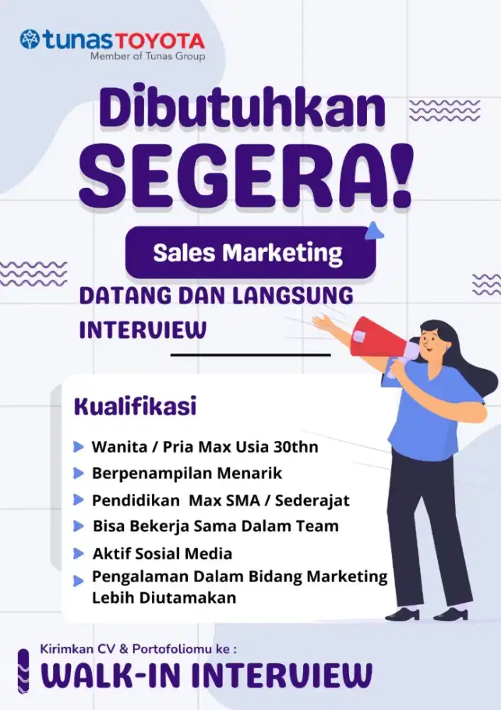 LOWONGAN SALES TOYOTA INCOME TAK TERBATAS