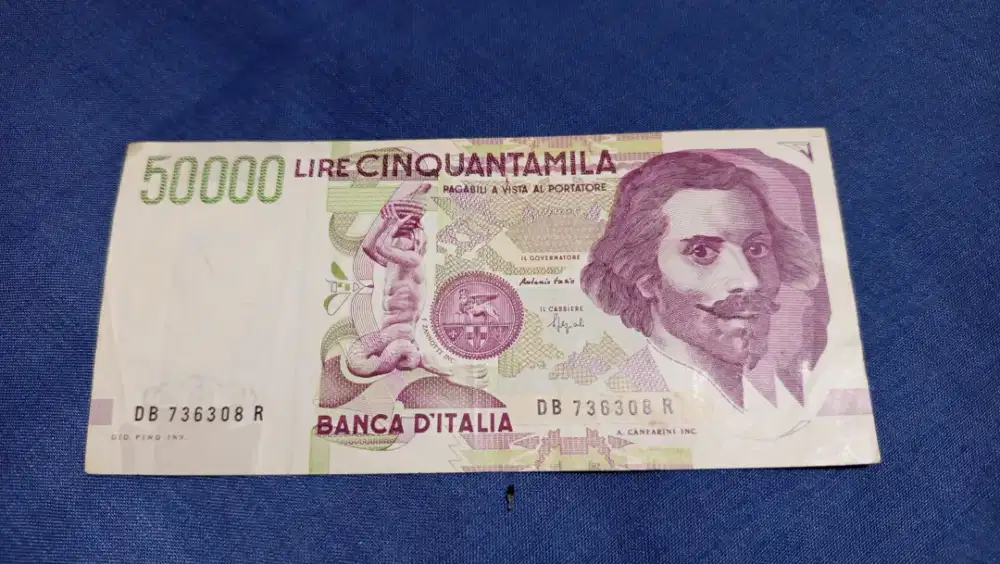 Uang kertas 50000 Lire Italian Republic