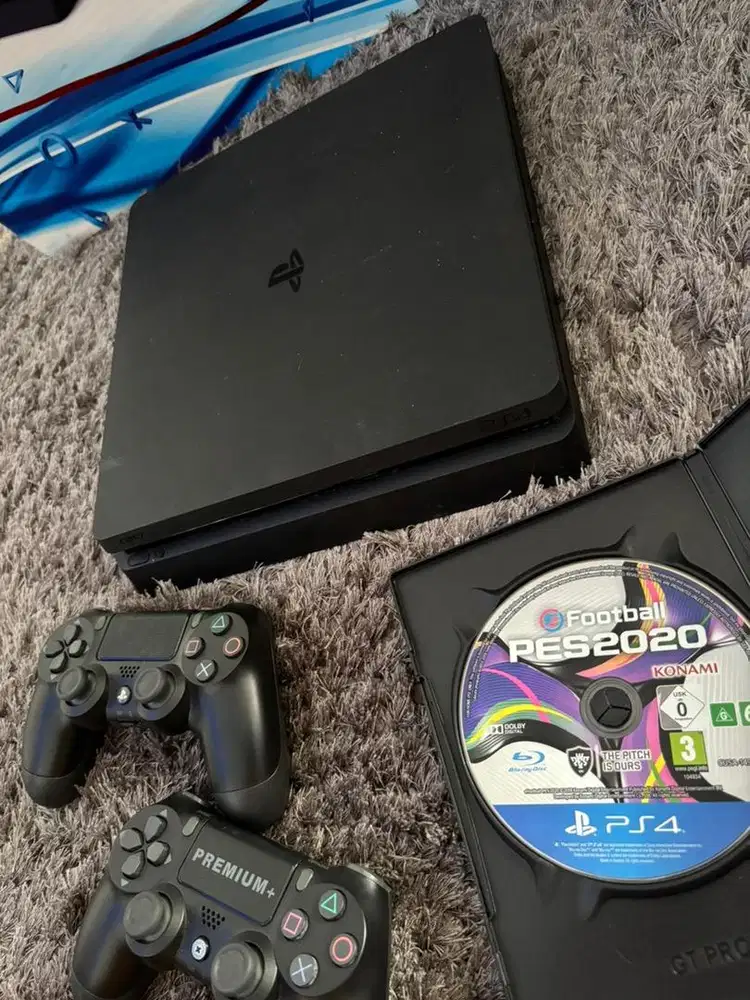 Playstation 4 Slim 2 stik 32 game permanen bola terbaru + kaset PES