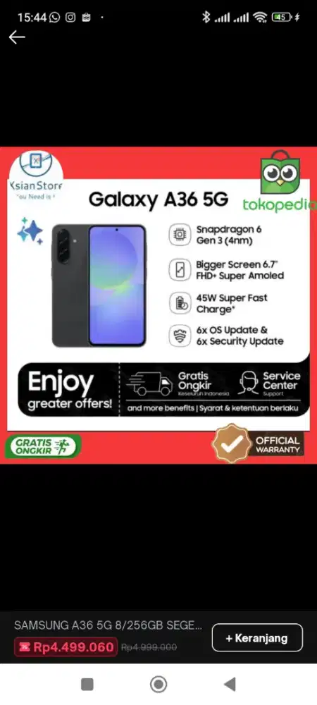 SAMSUNG GALAXY A36 5G 8/256GB