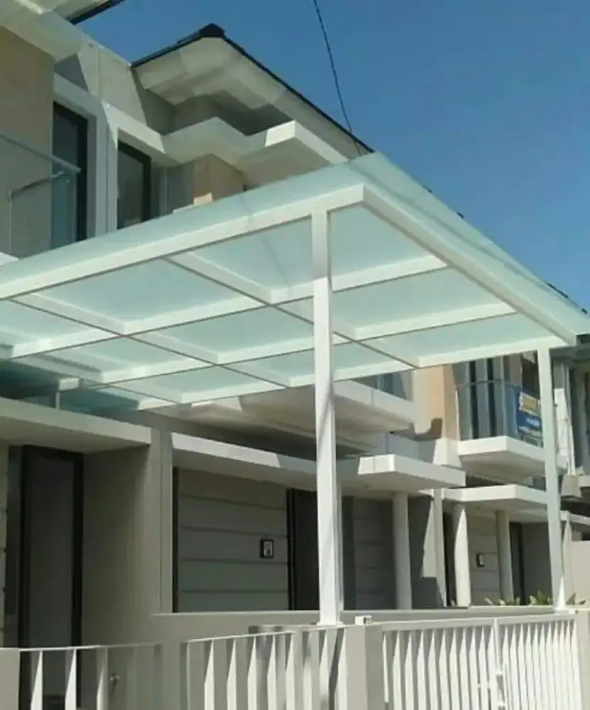 Kanopi kaca tempered, kanopi solarflat,rangka besi holo