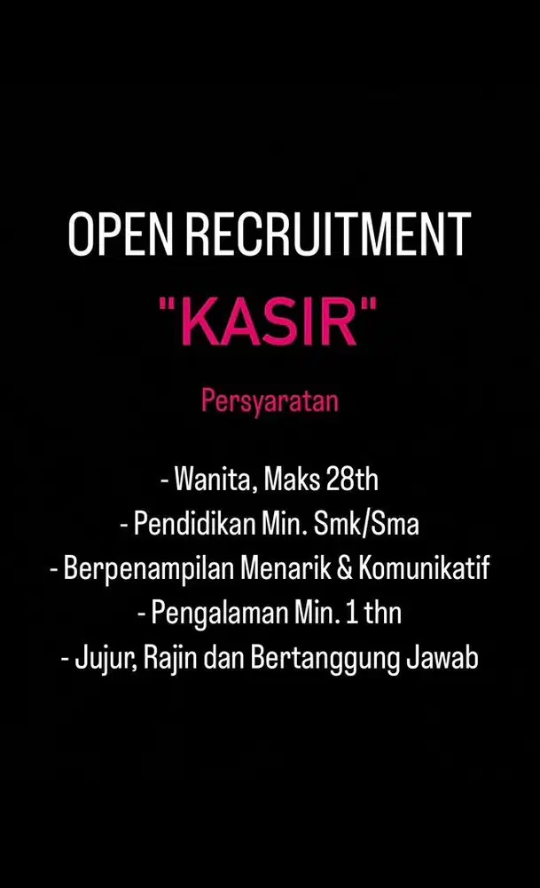 DICARI KASIR BARBERSHOP