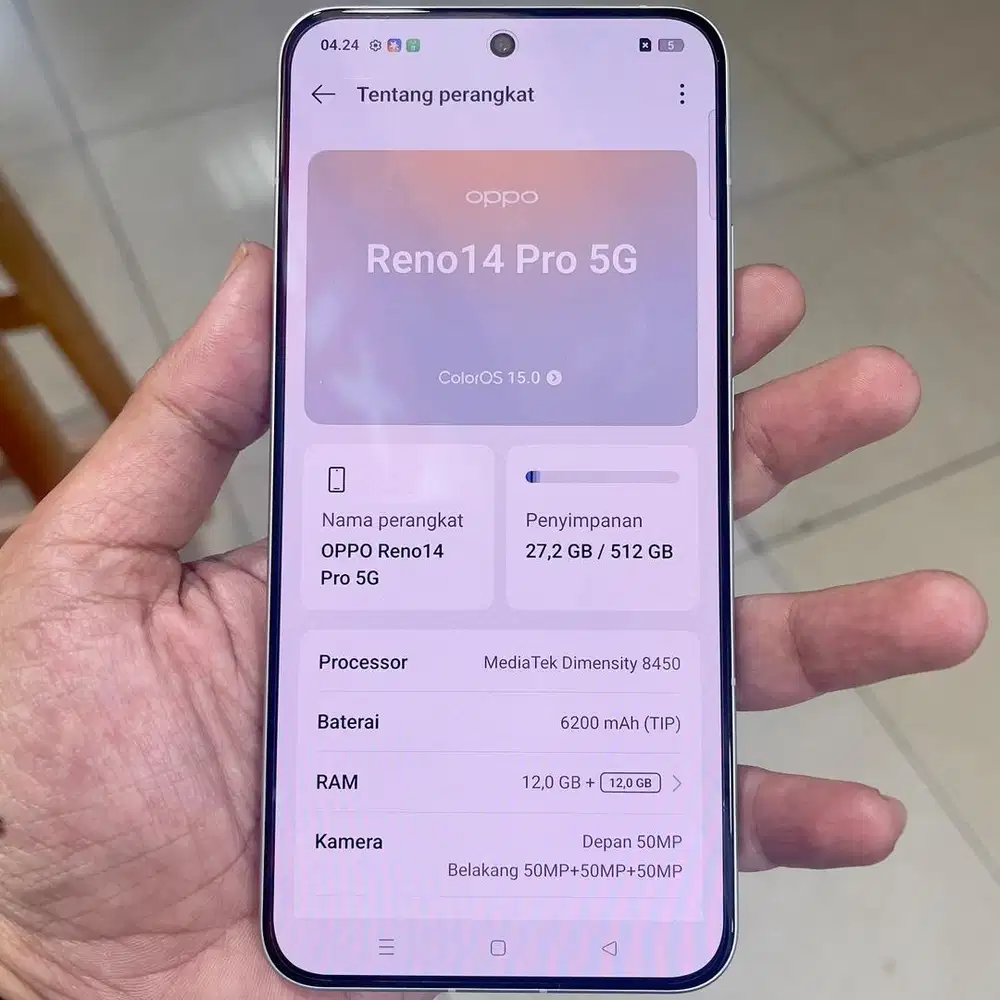 Oppo reno 14 pro ram 12 / 512 resmi fullset original